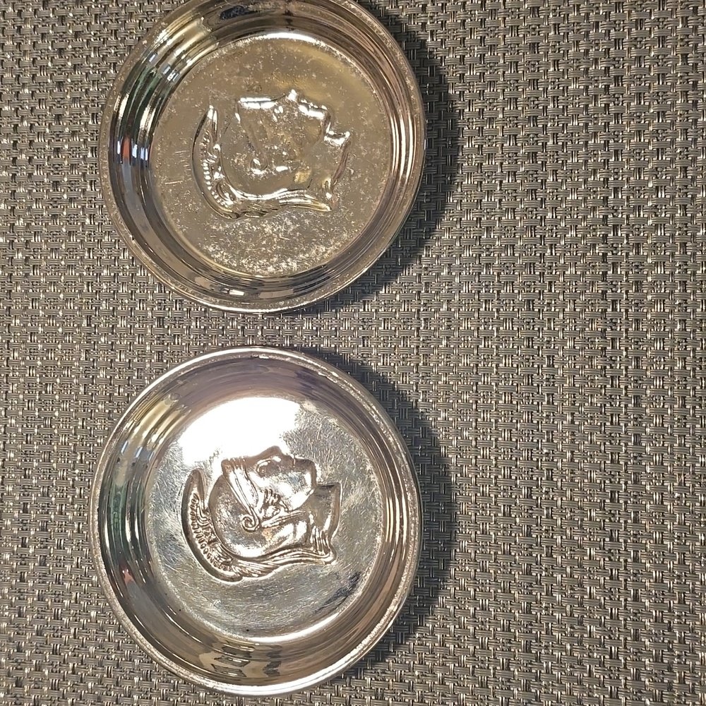 Vintage Silver Decorative Plates with Greek Design